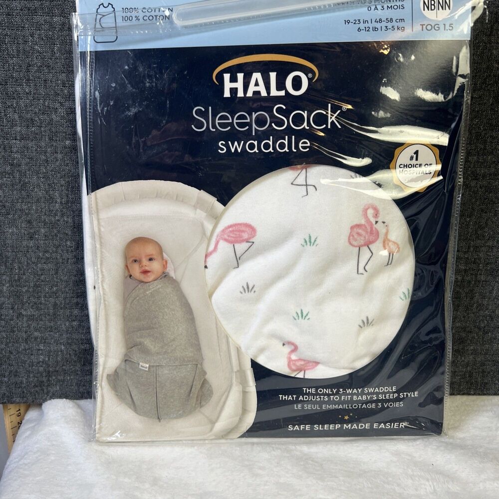 HALO SleepSack Swaddle Birth To 3 Months 100% Cotton Flamingos Print 1 Piece NWT